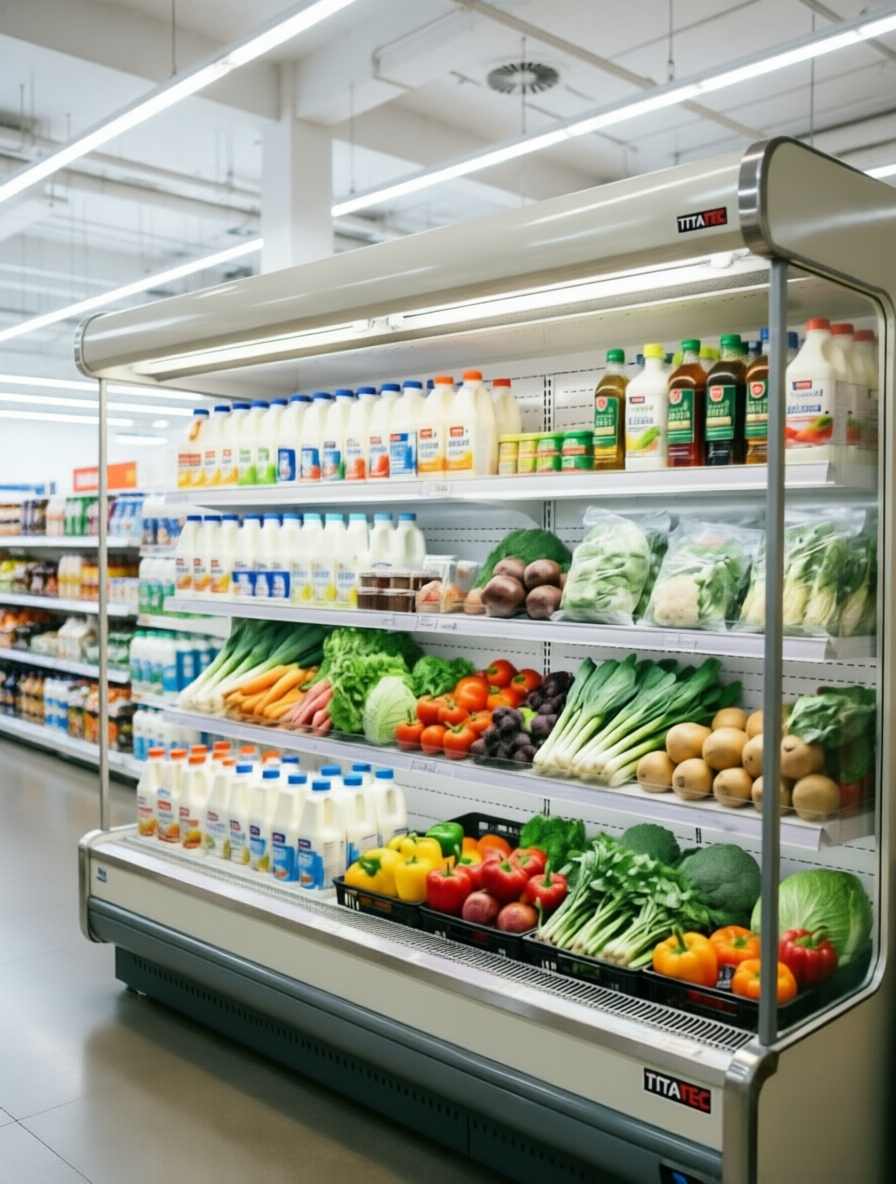 TITATEC under-shelf LED light bar mounted beneath a retail shelf
