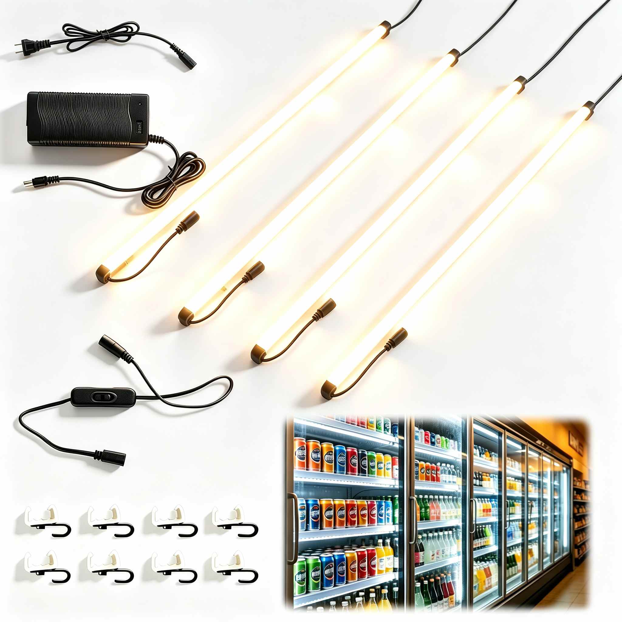 TITATEC under-shelf LED light bar mounted beneath a retail shelf