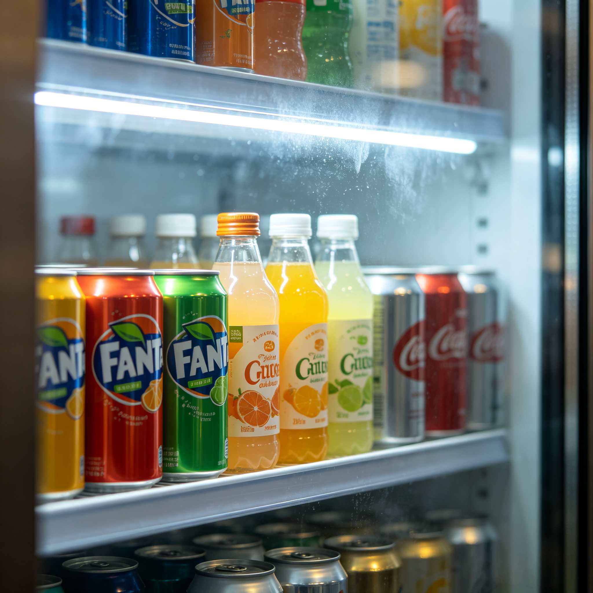 Supermarket aisle lit with TITATEC under-shelf lighting