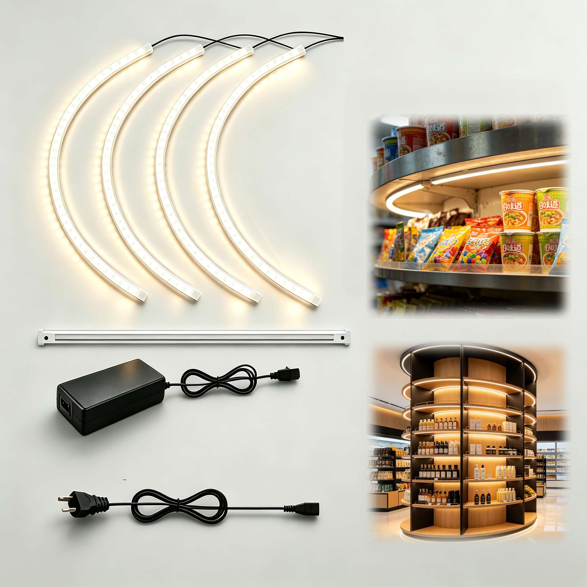TITATEC under-shelf LED light bar mounted beneath a retail shelf